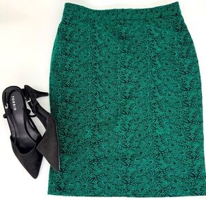 Ann Taylor Teal Lace Pencil Skirt